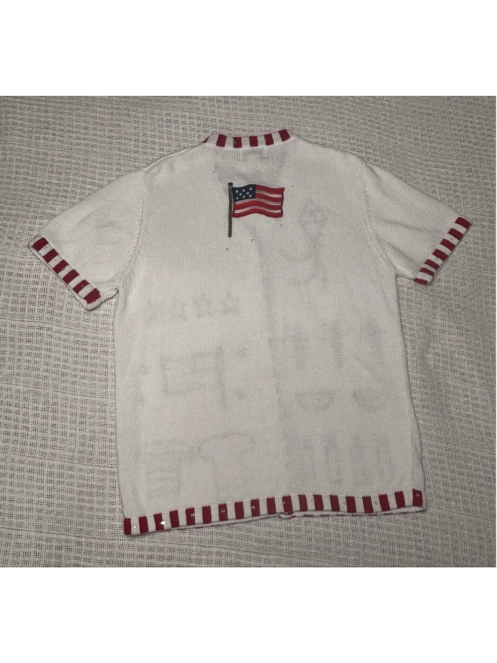 Vtg Quacker Factory grandmacore 4th of July American Patriotic Knit Cardigan EUC - Picture 3 of 7
